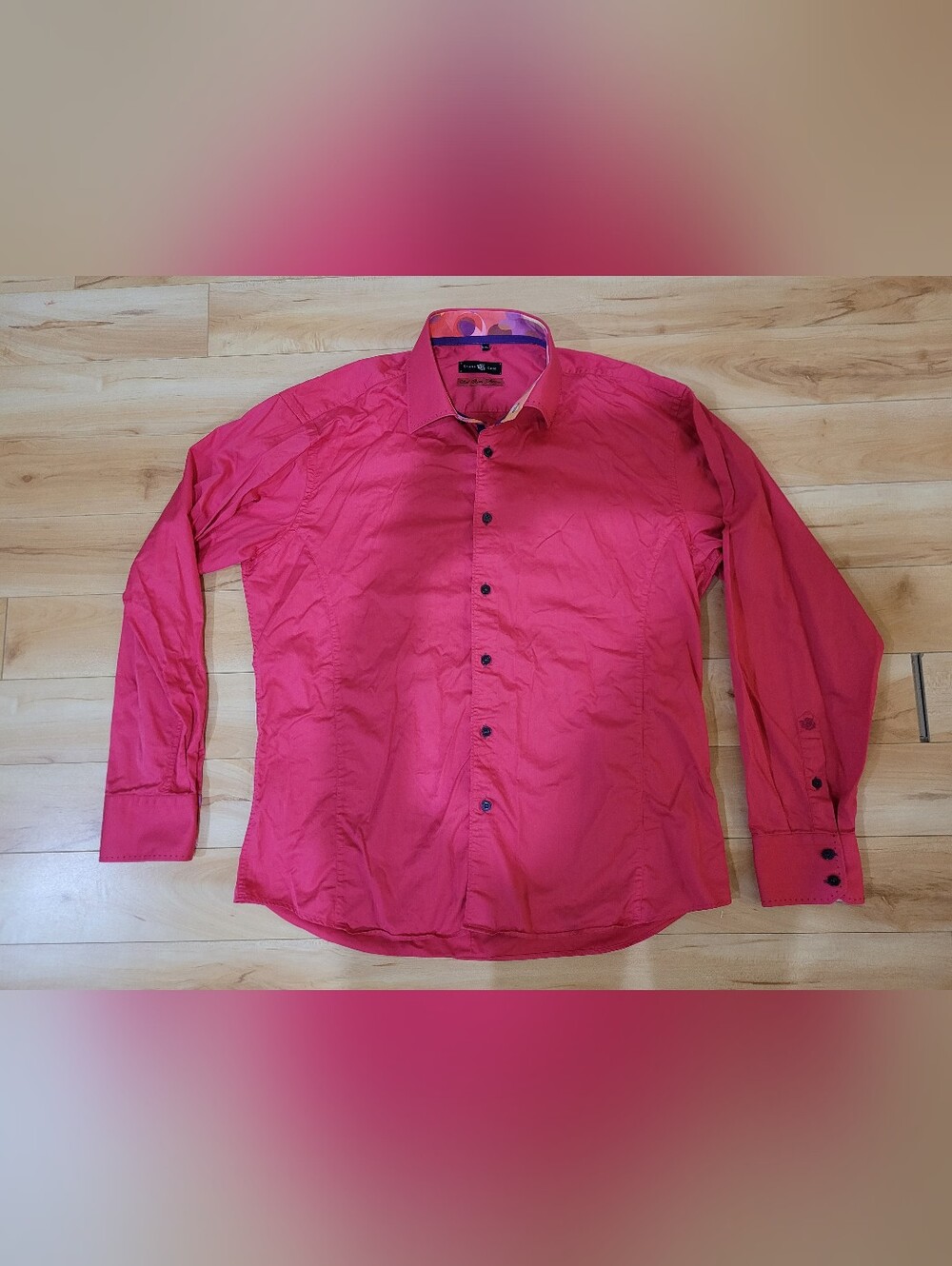 Stone Rose men's size 2XL pink button up long sleeve shirt